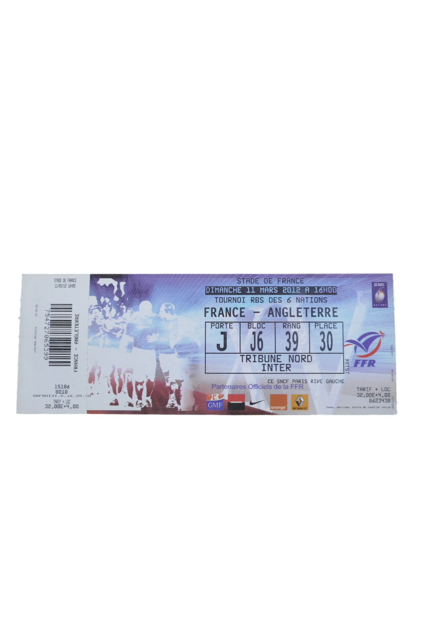 Ticket Tournoi des 6 Nations 2012 - France / Angleterre _ #03960