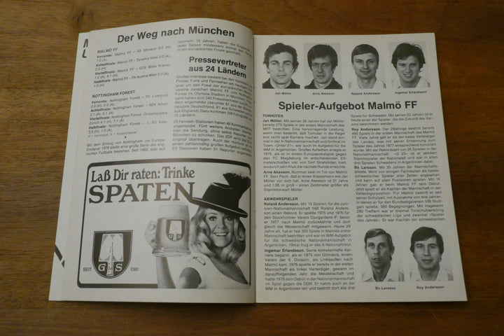 Programme Champions League Finale 1978/79 - Malmö FF / Nottingham Forest _ #03381