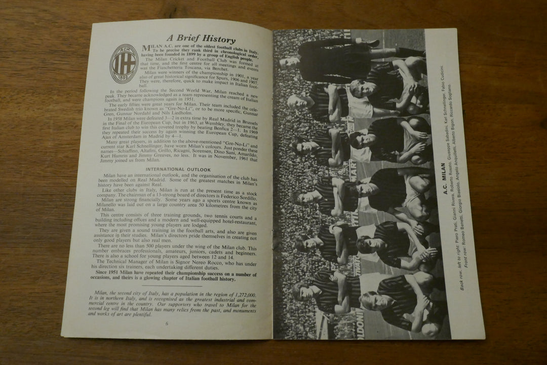Programme Coupe d'Europe de l'UEFA 1/2 finale 1971/72 - Tottenham Hotspur FC / AC Milan _ #03341