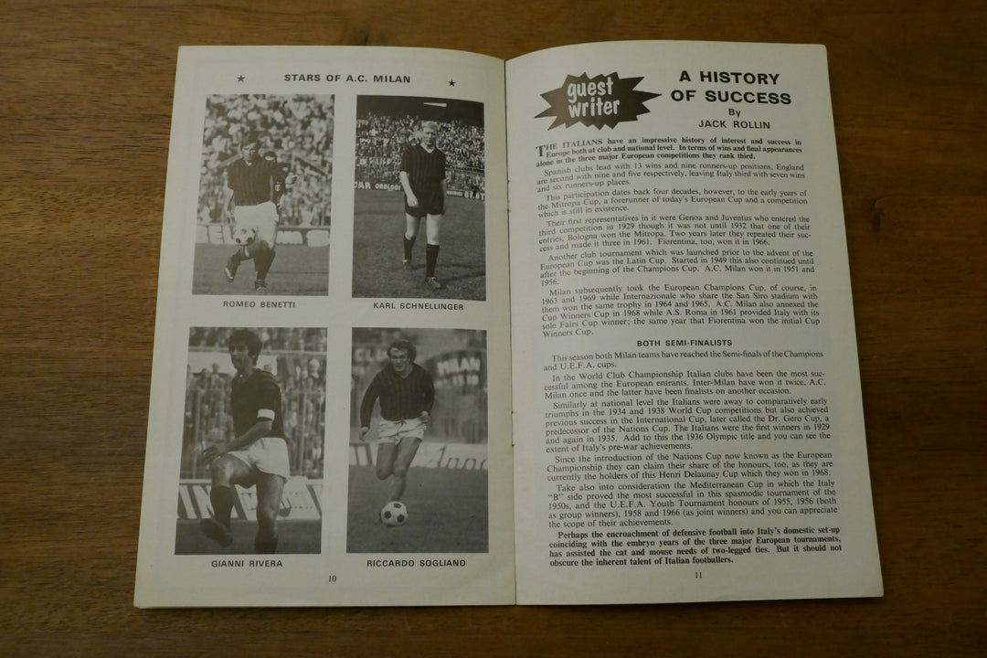 Programme Coupe d'Europe de l'UEFA 1/2 finale 1971/72 - Tottenham Hotspur FC / AC Milan _ #03341
