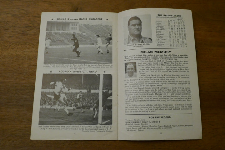 Programme Coupe d'Europe de l'UEFA 1/2 finale 1971/72 - Tottenham Hotspur FC / AC Milan _ #03341