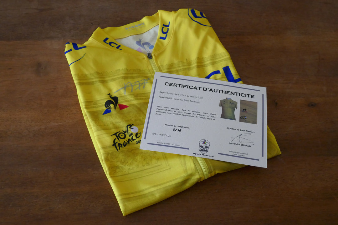 Tour de France 2019 - Mike Teunissen - Maillot jaune Arc de Triomphe signé _ (S) #02402