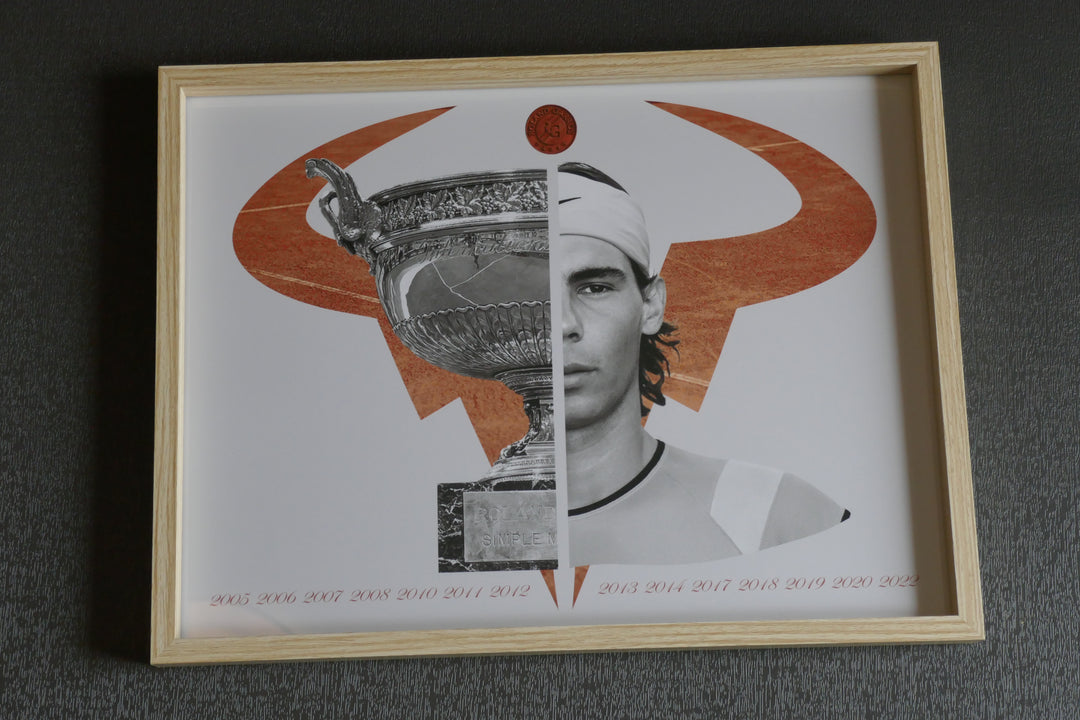 Rafael Nadal - Palmares Roland Garros - Cadre bois naturel _ (30x40)