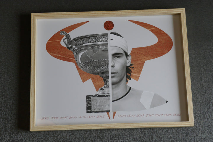 Rafael Nadal - Palmares Roland Garros - Cadre bois naturel _ (30x40)