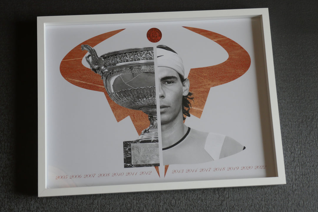 Rafael Nadal - Palmares Roland Garros - Cadre blanc _ (30x40)