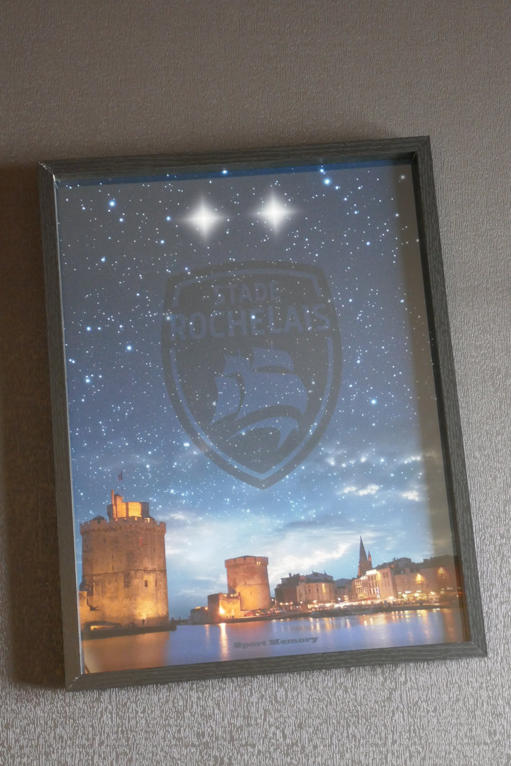 Stade Rochelais - Vieux Port & nuit étoilée - Cadre noir _ (30x40)