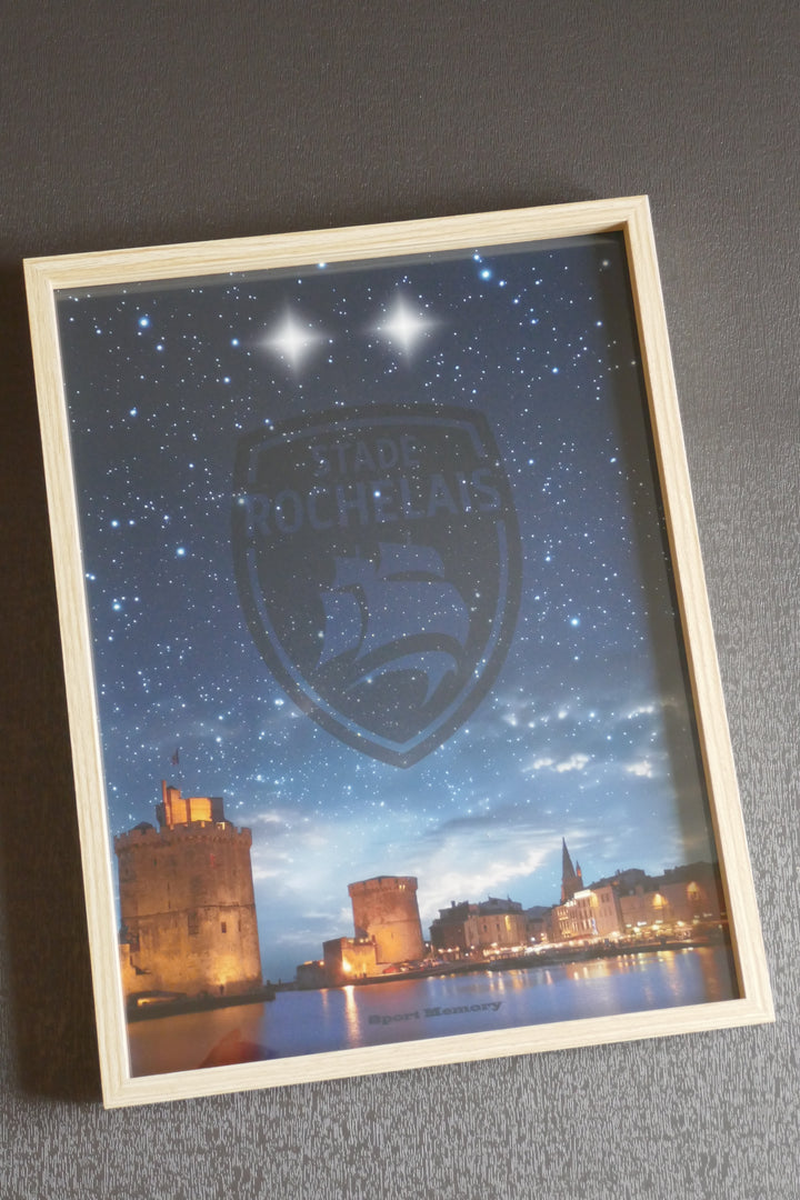 Stade Rochelais - Vieux Port & nuit étoilée - Cadre bois naturel _ (30x40)
