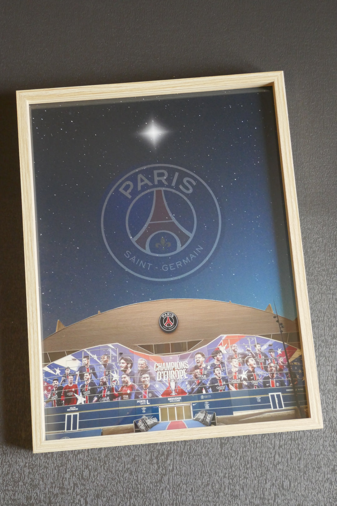 Paris Saint Germain - Parc des Pinces & Nuit étoilée - Cadre bois naturel _ (30x40)