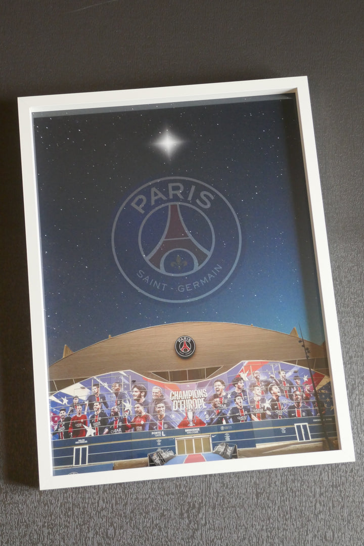 Paris Saint Germain - Parc des Pinces & Nuit étoilée - Cadre blanc _ (30x40)