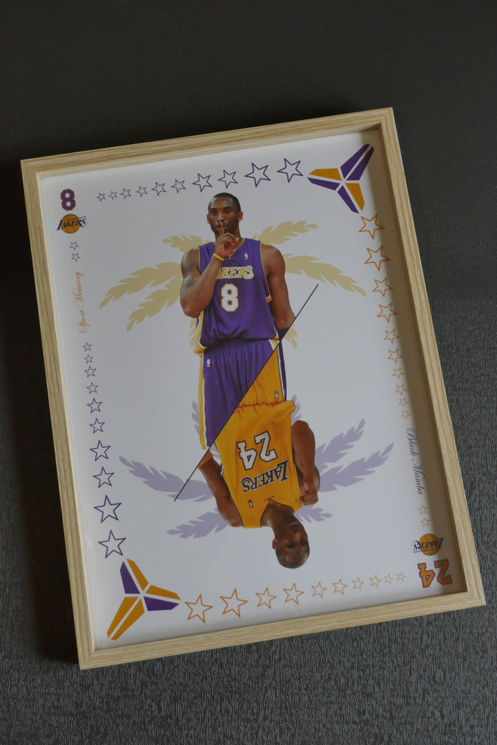 Kobe Bryant - Carte de jeu - Cadre bois naturel _ (30x40)