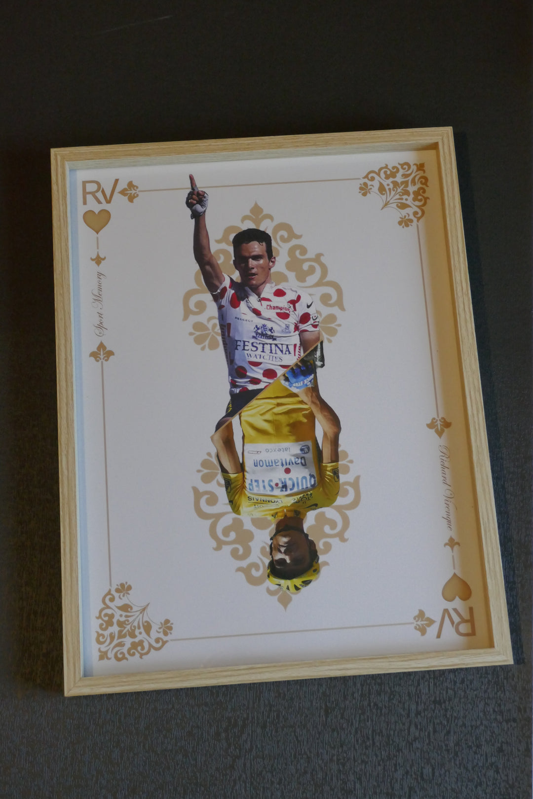 Richard Virenque - Carte de jeu - Cadre bois naturel _ (30x40)