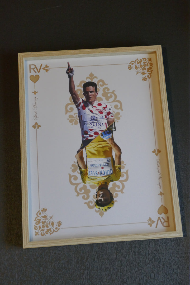 Richard Virenque - Carte de jeu - Cadre bois naturel _ (30x40)