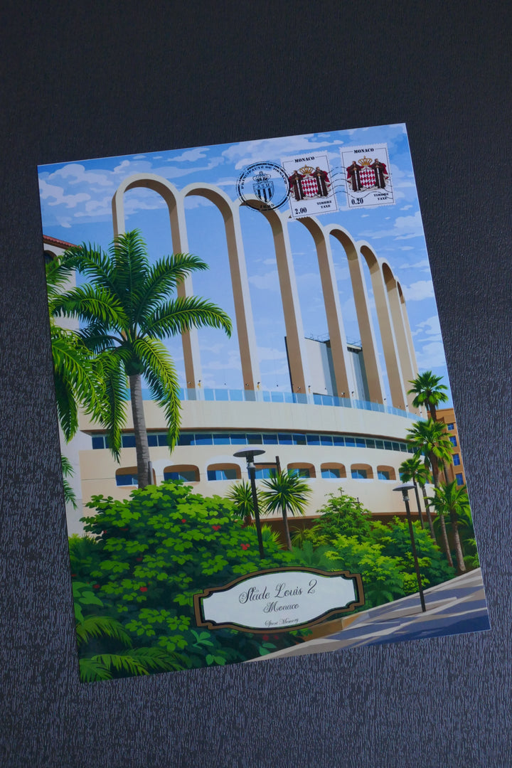 AS Monaco - Stade Louis II et Méditerranée - Tirage sans cadre _ (30x40)