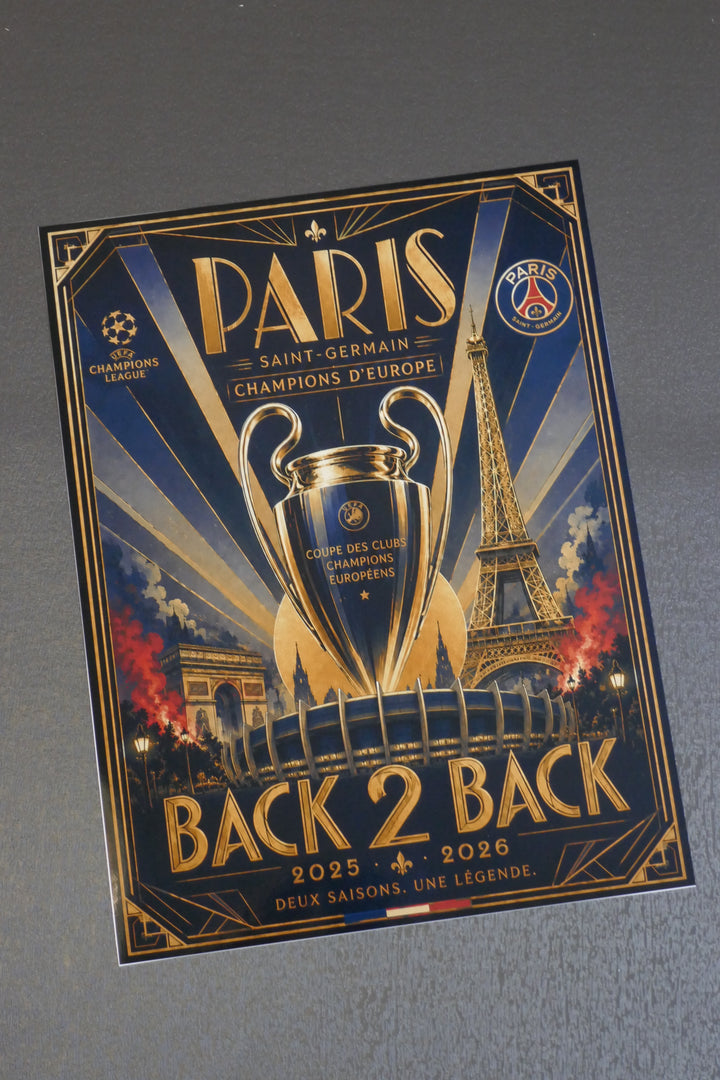 Paris Saint Germain - Champions League 2026 _ Art déco - Tirage sans cadre _ (30x40)