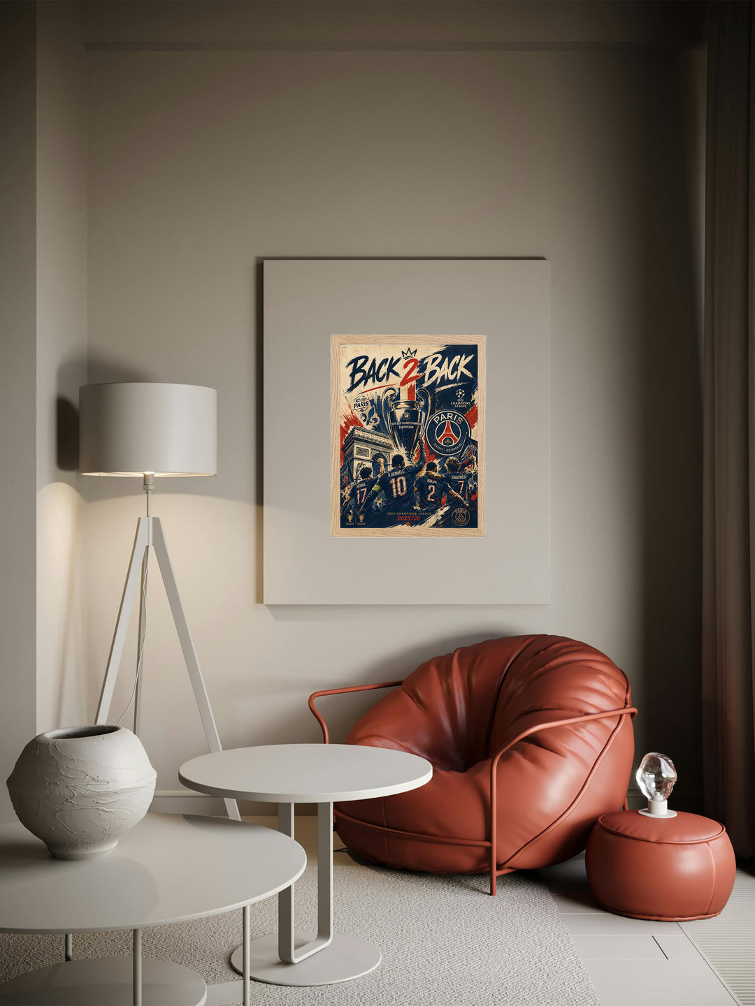 Paris Saint Germain - Champions League 2026 _ fête 2 - Cadre bois naturel _ (30x40)