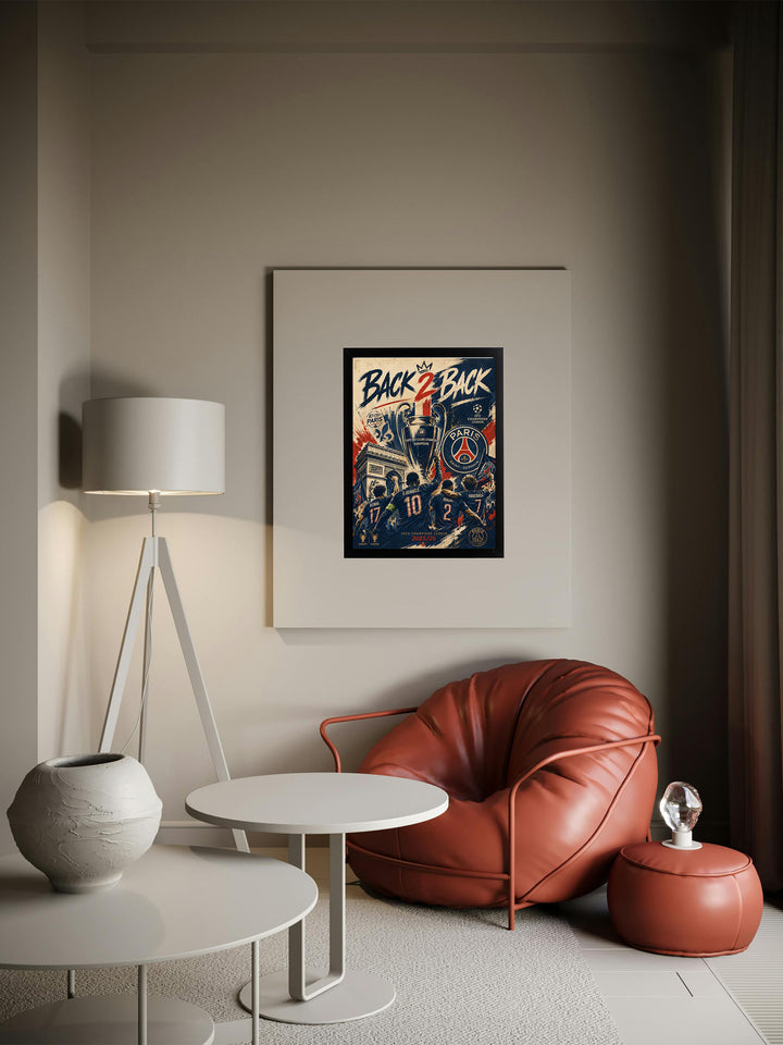 Paris Saint Germain - Champions League 2026 _ fête 2 - Cadre bois noir _ (30x40)