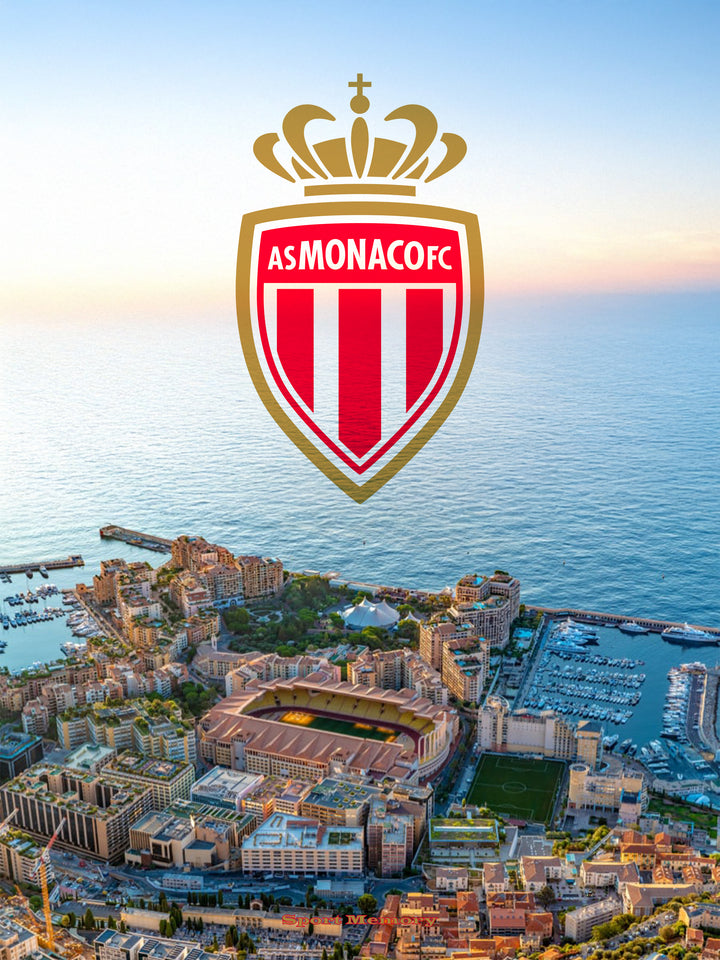 AS Monaco - Stade Louis II et Méditerranée - Cadre noir _ (30x40)