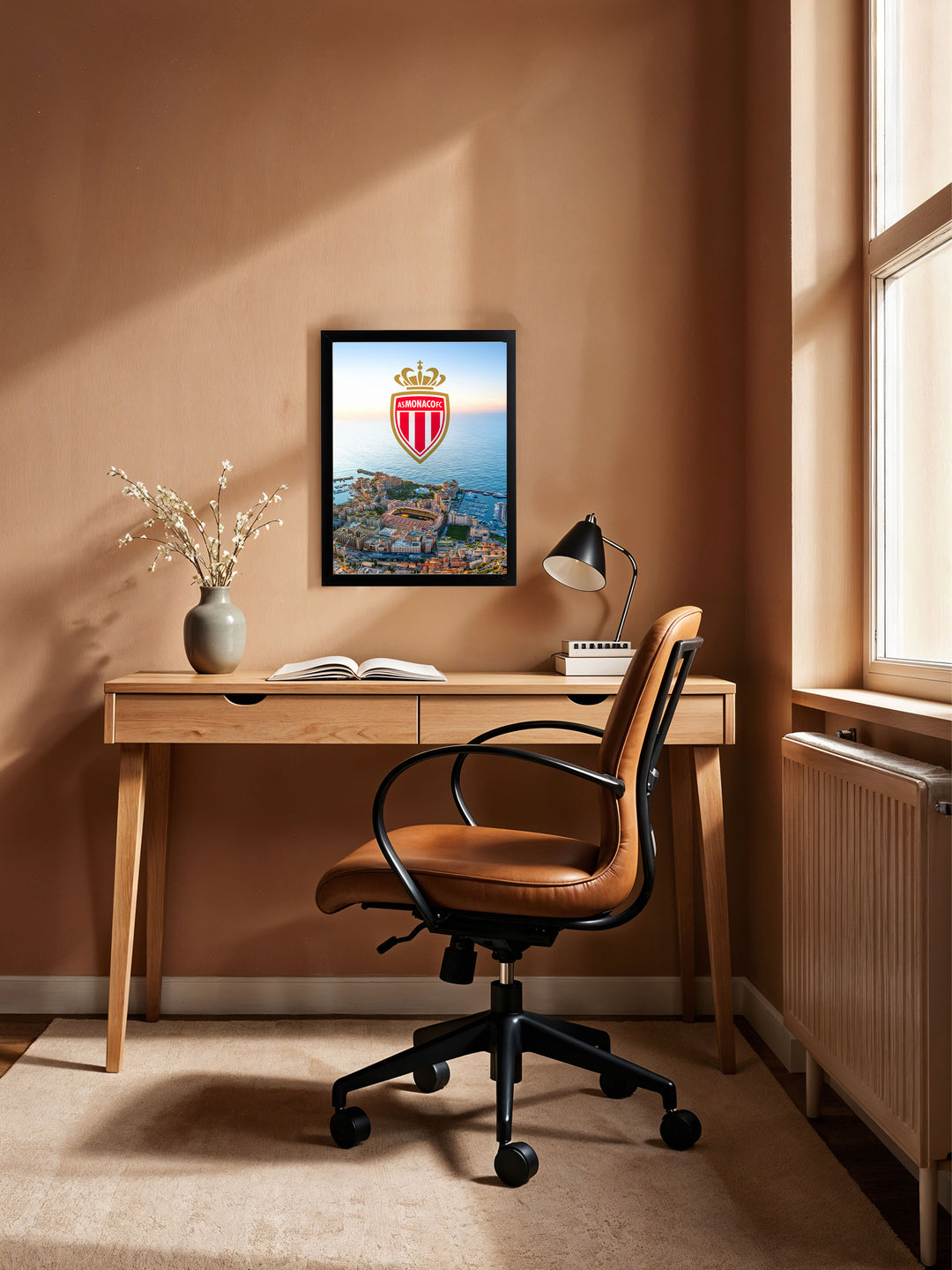 AS Monaco - Stade Louis II et Méditerranée - Cadre noir _ (30x40)