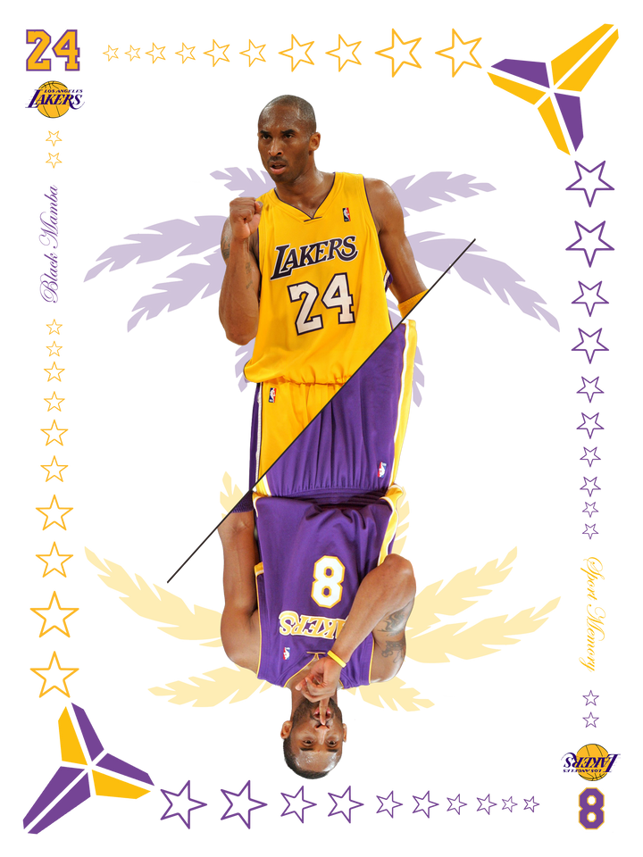 Kobe Bryant - Carte de jeu - Cadre blanc _ (30x40)