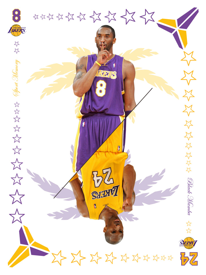 Kobe Bryant - Carte de jeu - Cadre bois naturel _ (30x40)
