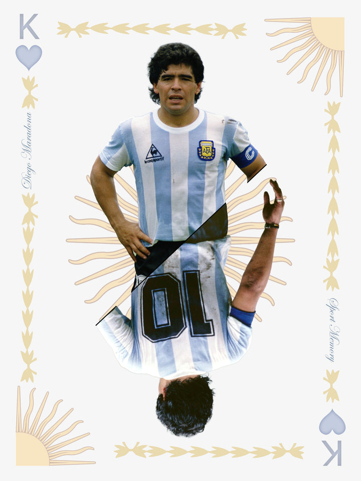 Diego Maradona - Carte de jeu - Cadre noir _ (30x40)