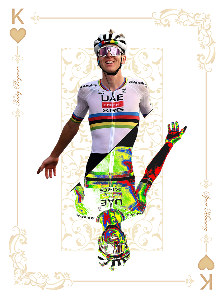 Tadej Pogacar - Carte de jeu - Cadre blanc _ (30x40)