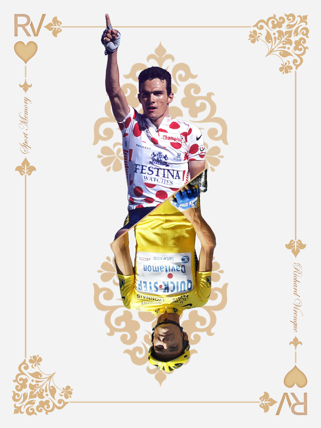 Richard Virenque - Carte de jeu - Cadre blanc _ (30x40)