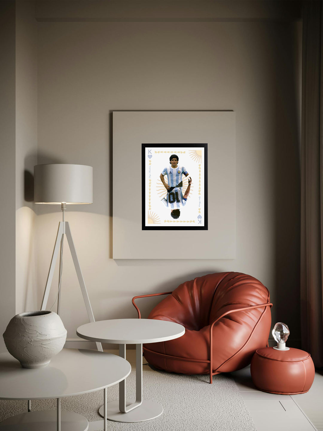 Diego Maradona - Carte de jeu - Cadre noir _ (30x40)