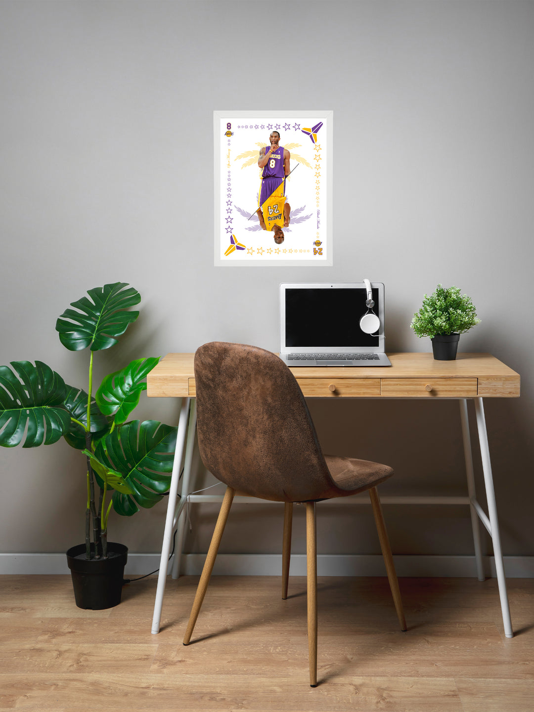 Kobe Bryant - Carte de jeu - Cadre blanc _ (30x40)