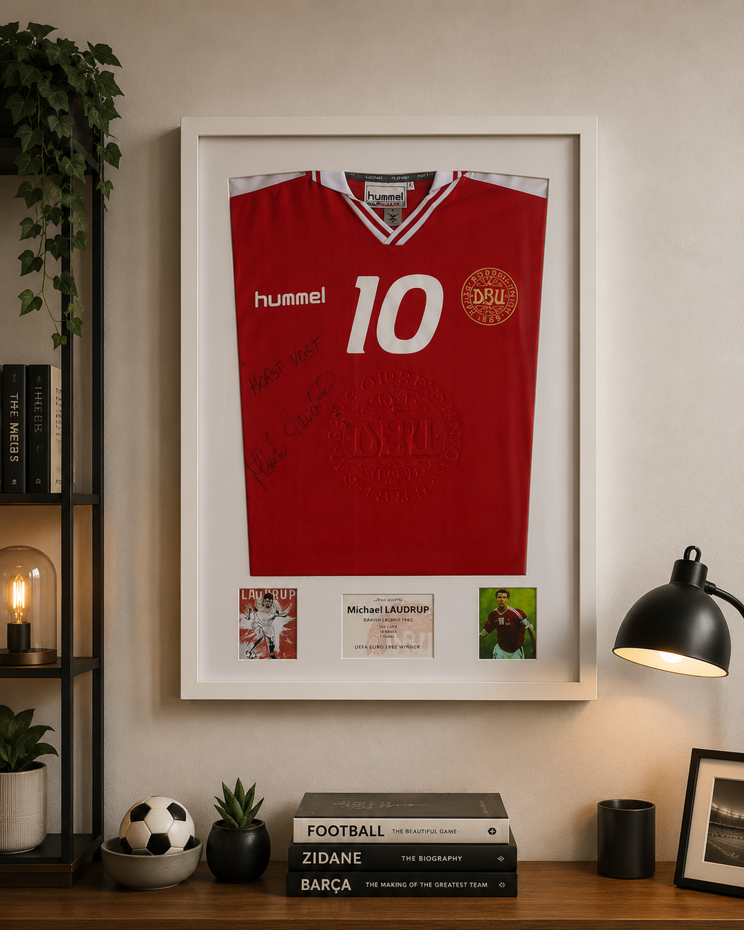 Danemark 1998 - Michael Laudrup - Maillot signé et Encadré _ #00959