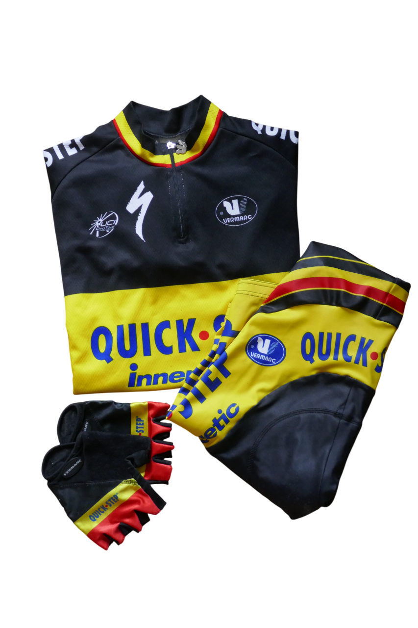 Quick Step 2008 - Stijn Devolder - Maillot Cuissard et Gants Champion de Belgique _ (L) #04036