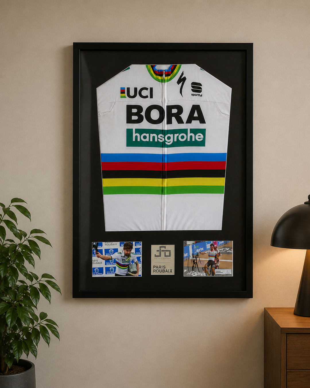 Bora Hansgrohe 2017 - Peter Sagan - Maillot Champion du monde Encadré et signé_ #01066