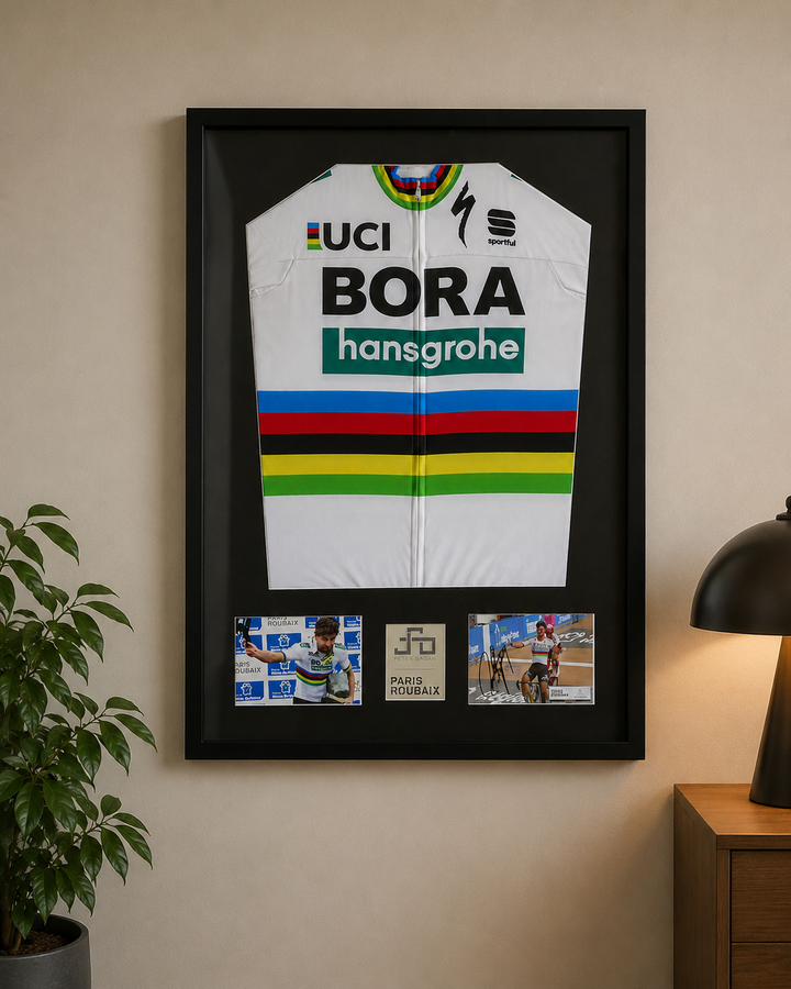 Bora Hansgrohe 2017 - Peter Sagan - Maillot Champion du monde Encadré et signé_ #01066