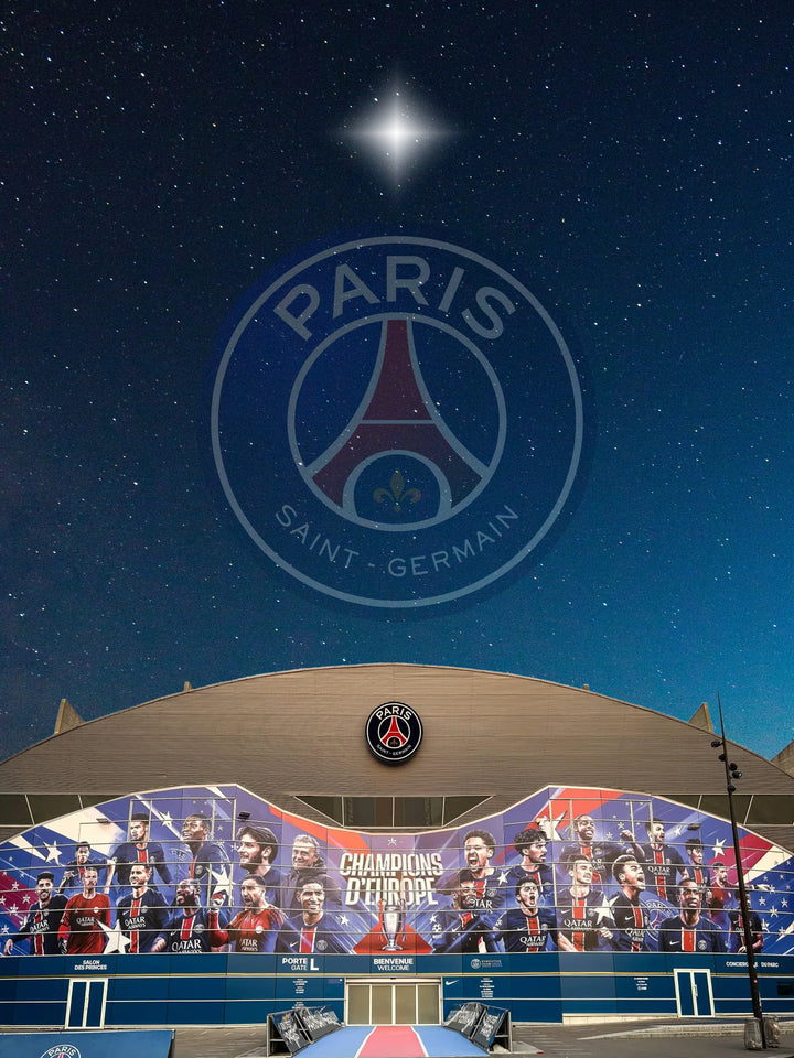 Paris Saint Germain - Parc des Pinces & Nuit étoilée - Cadre bois naturel _ (30x40)