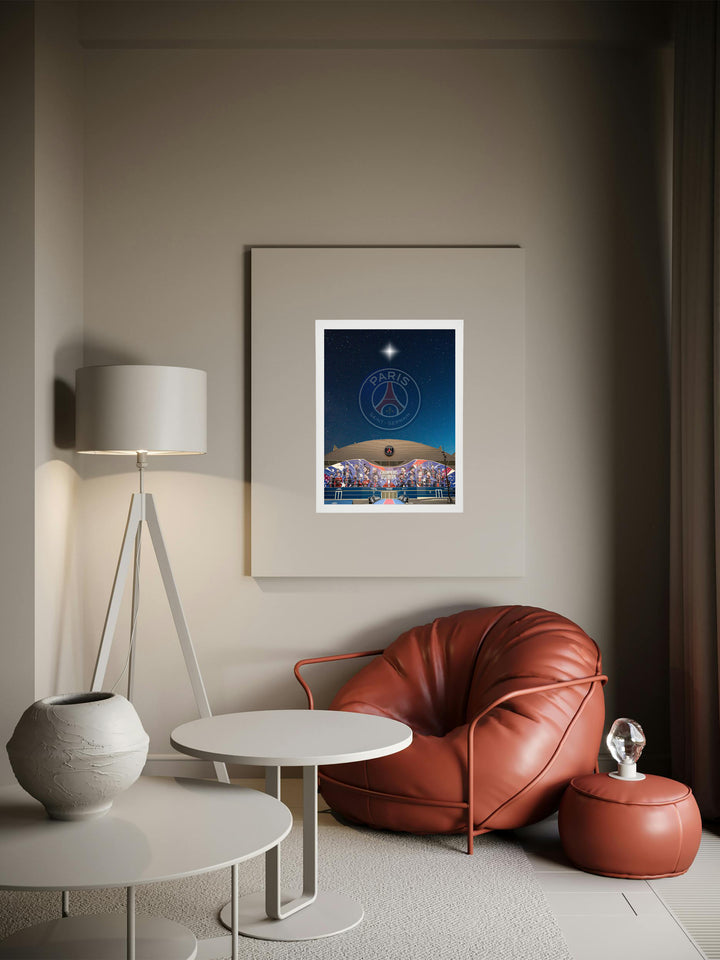 Paris Saint Germain - Parc des Pinces & Nuit étoilée - Cadre blanc _ (30x40)