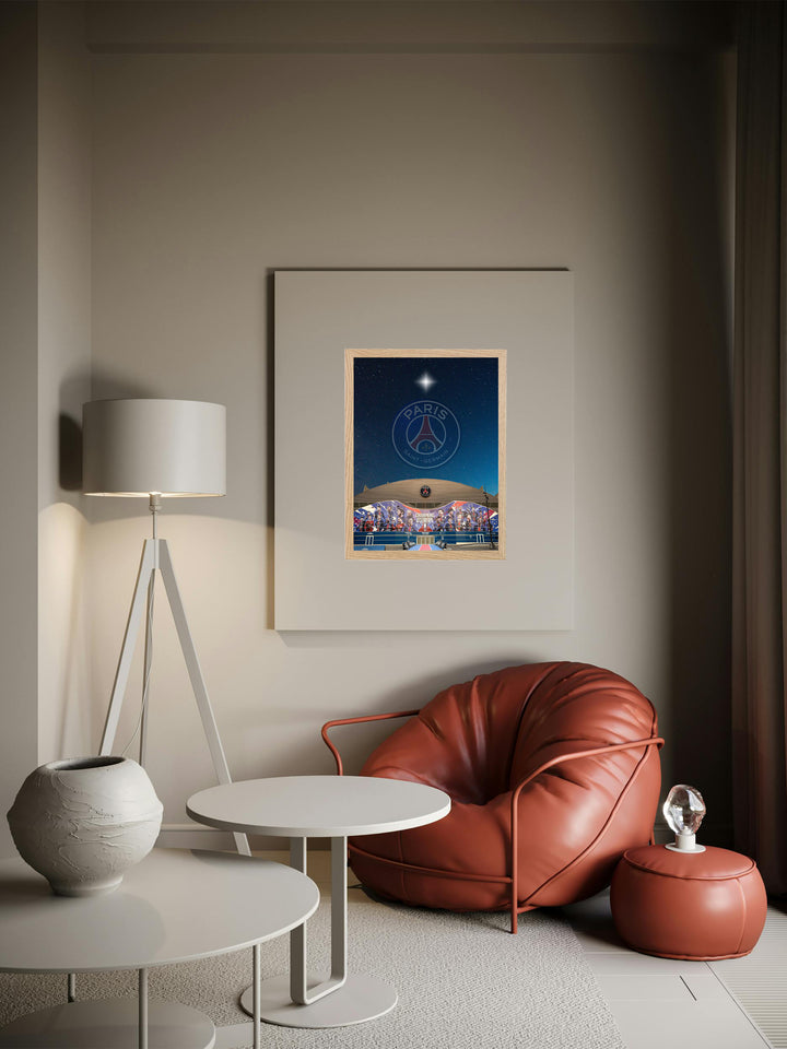 Paris Saint Germain - Parc des Pinces & Nuit étoilée - Cadre bois naturel _ (30x40)