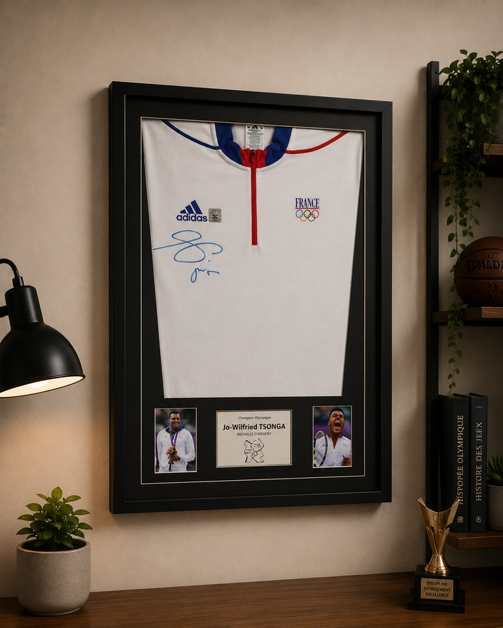 Tennis - Jo-Wilfried Tsonga - France - Maillot Jeux Olympiques 22012 - signé et Encadré _ #00960